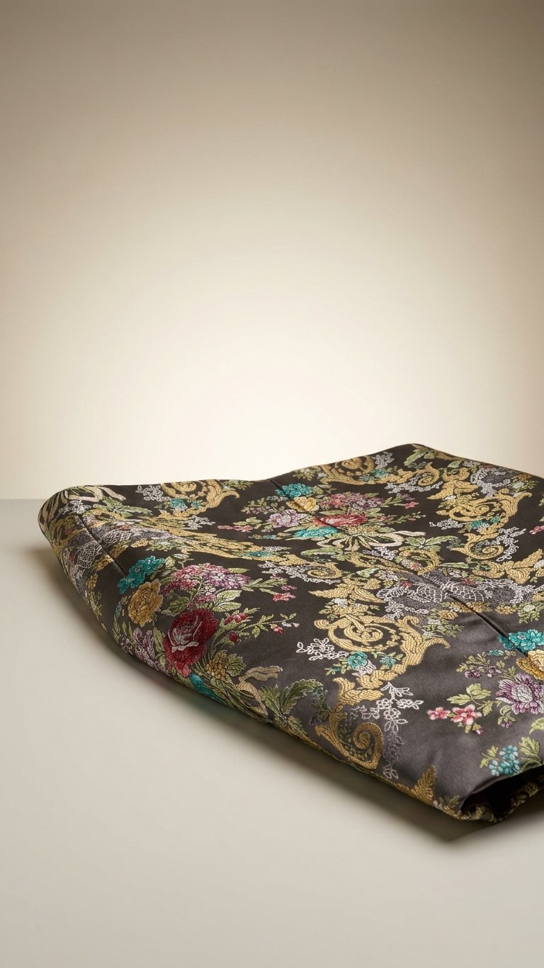 Tejido brocado floral en detalle